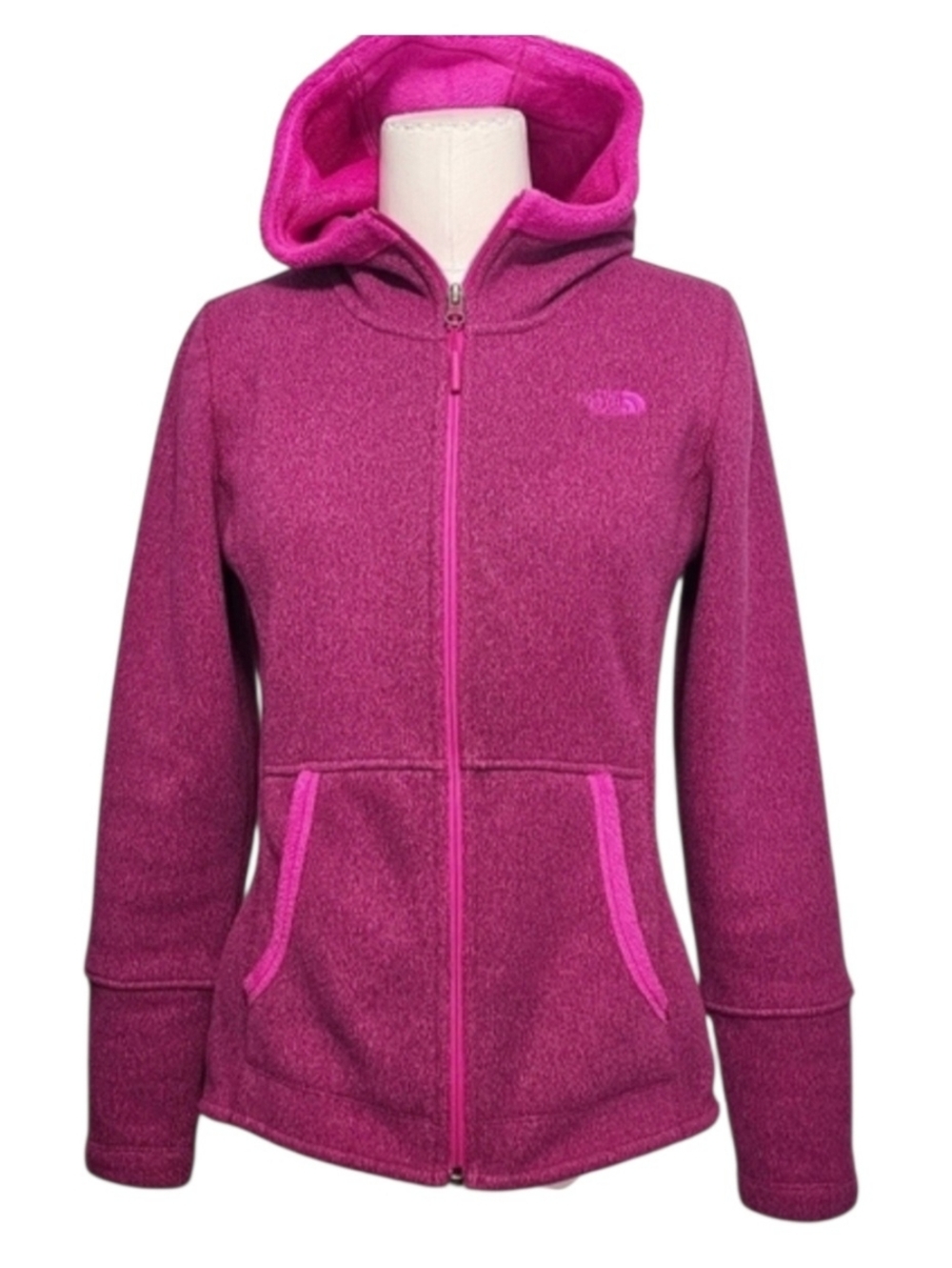 The North Face Women's Pink Fleece Full Zip Hoodie Jacket Small